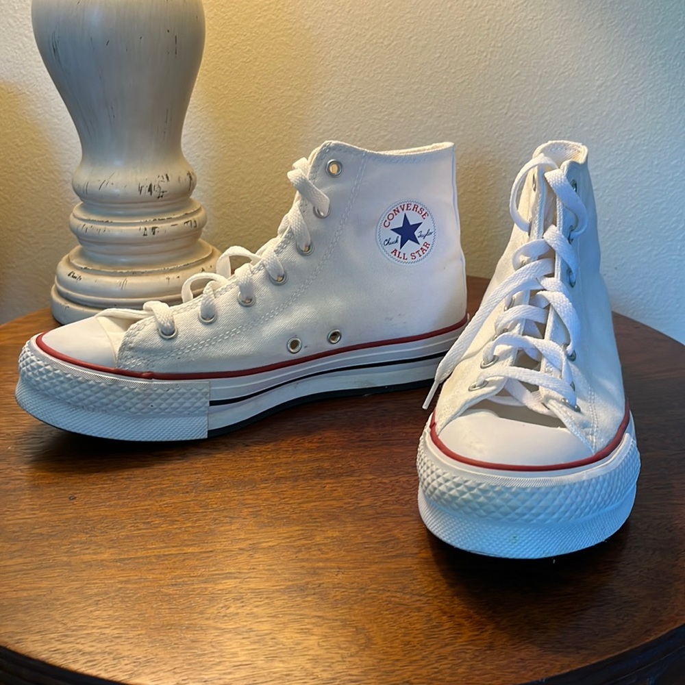 White high top platform converse size 5.5 big kids 38 8